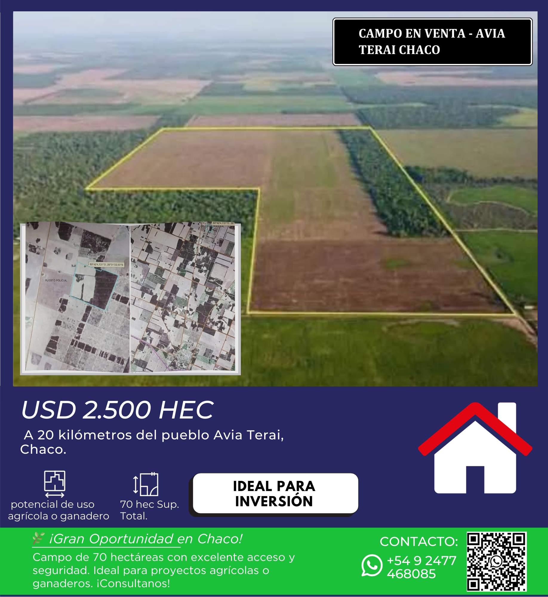 🌿 Venta de Campo -- Oportunidad de Inversión en Avia Terai, Chaco 📍